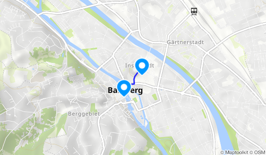Kartenausschnitt Maximiliansplatz und Neues Rathaus Bamberg